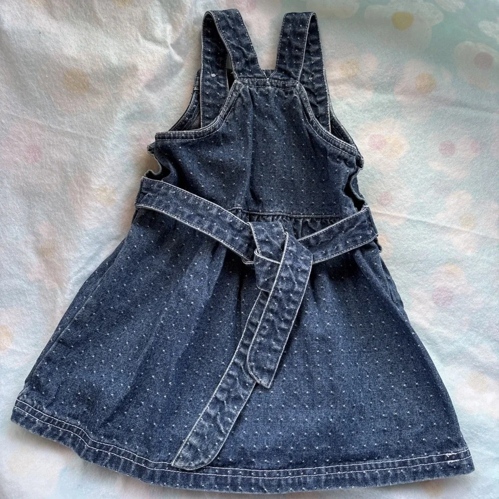 EUC Vintage Toddler Girl 2T Denim Jumper Dress Overalls Dress Beautiful‎